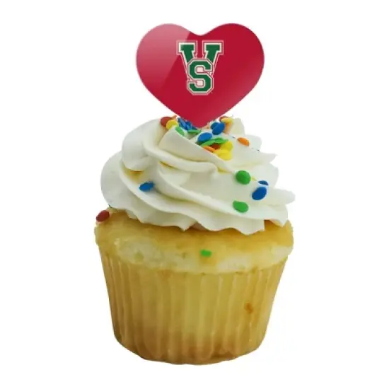 Mississippi Valley State University Secondary Logo Heart Love Cupcake Picks Toppers Decoration Set of 6 image {4}