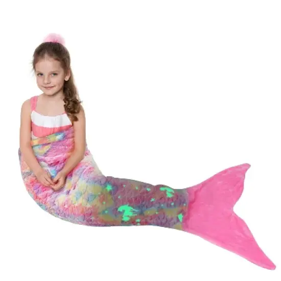 Catalonia Kid Flannel Blanket Mermaid Tail, Super Soft Plush Sleeping Bag Snuggle Blanket for Girl, Cozy Gift for Kid, Girl, Daughter, Granddaughter image {13}