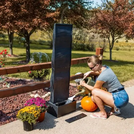 Sunnydaze 56" H Curved Ridge Slate Indoor Waterfall Fountain with Spotlight image {6}