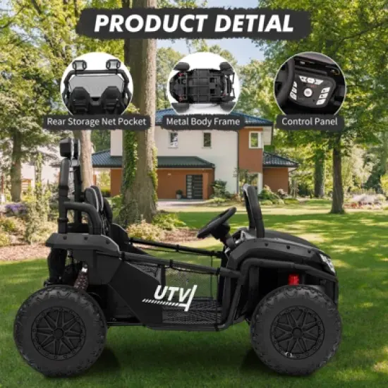 Ride On Car Utv, 24V 2 Seater, Off-Road Kids Electric Vehicles with Metal Frame, 3 Speeds for Boys and Girls image {3}