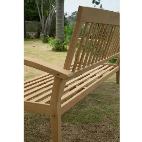 Caterina Teak Patio Sofa with Cushion - Beige - Cambridge Casual image {9}