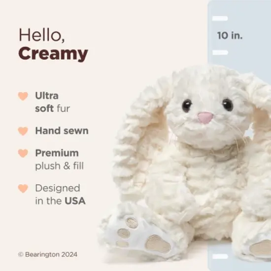 Bearington Creamy The Bunny Stuffed Animal, 10 Inch Plush Bunny Stuffed Animal, For Ages 1-14 image {1}