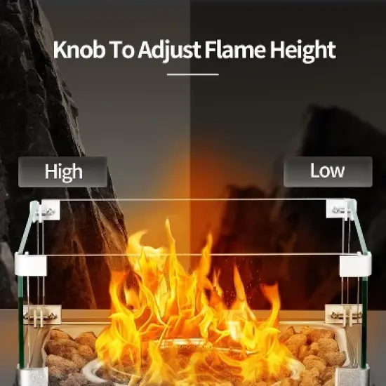 ZAFRO 20 Inch Fire Pit Square Gas Fire Table with Lava Rocks & Protective Cover for Parties/Backyard/Garden image {3}