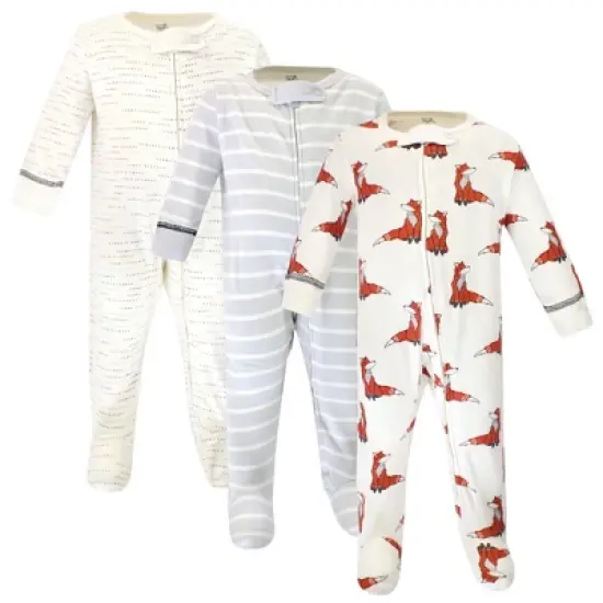 Touched by Nature Baby Boy Organic Cotton Zipper Sleep and Play 3pk, Boho Fox image {4}