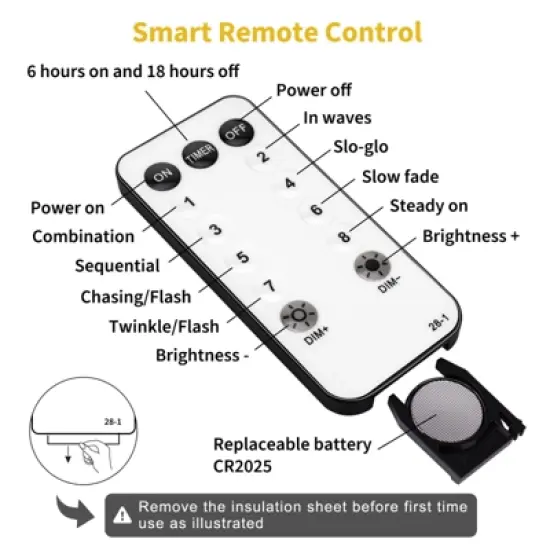 Itopfox 33ft 100 LED Globe String Lights with Remote, 8 Modes Fairy Lights for Indoor Outdoor Party Wedding Christmas Tree Decor, Warm White image {8}