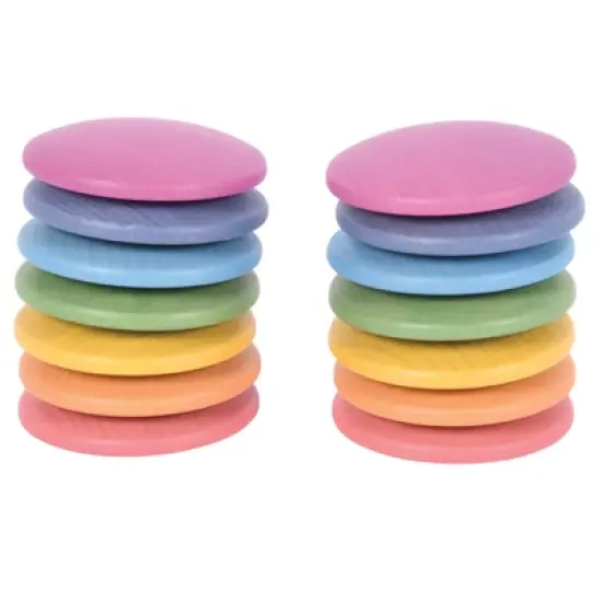 TickiT Rainbow Wooden Discs, Set of 14 image {1}