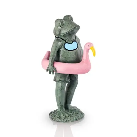 SPI Home Beach Buddy Frog Sculpture &ndash; 19.5-Inch Cast Aluminum Garden Decor with Coastal Theme and Relaxed Pose image {1}
