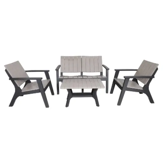 Enzo 4pc Faux Wood All-Weather Conversation Chat Set - DUKAP image {2}