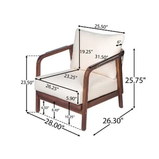 Christopher Knight Home Sylas 3 Piece Modern Acacia Wood Patio Seating Set with Woven Backrest and Deep Cushions image {2}