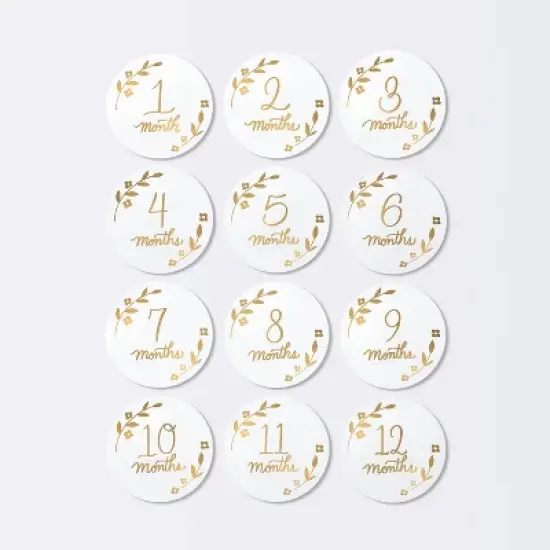 Round Monthly Milestone Cards - Luxe White and Gold - Cloud Island&trade; image {2}