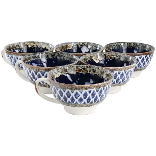 Meritage Otis 6 Piece 27 Ounce Stoneware Soup Bowl with Handle Set image {6}