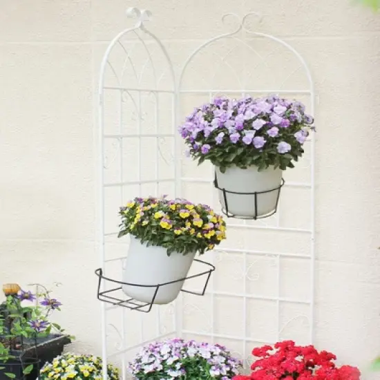 Lirago 2 Pack Metal Garden Trellis Rustproof Climbing Plant Support for Outdoor Flowers Vines Vegetables White Powder Coated 71"H x 19.7"W x 1"D image {1}