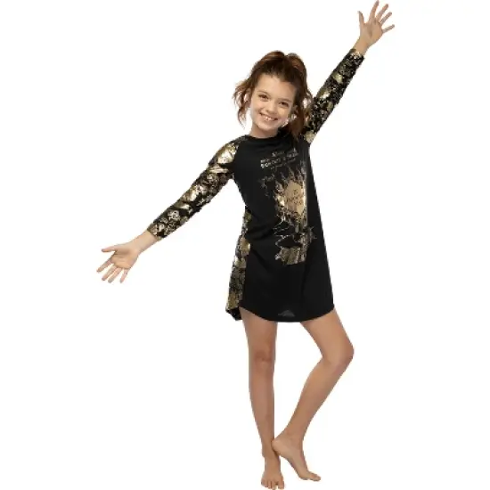 Intimo Big Girls' Harry Potter Marauders Map Raglan Nightgown Black image {2}