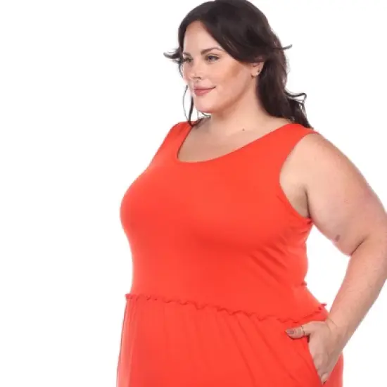 Plus Size Scoop Neck Tiered Midi Dress - White Mark image {4}