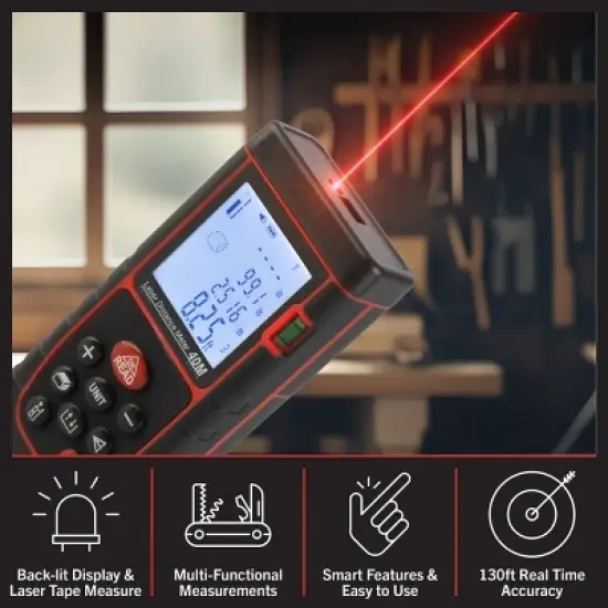 Stalwart 130FT Laser Measure with Backlit Display image {3}