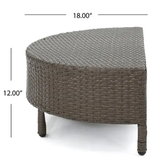 Christopher Knight Home Newton Wicker Outdoor Half-Round Coffee Table Brown image {5}