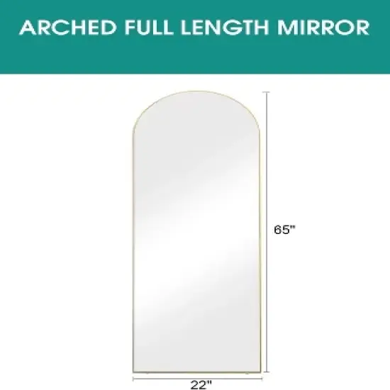 Serio 65" Height x 22" Width Oversize Arch-Crowned Top Full Length Floor Mirror with Stand-The Pop Home image {6}
