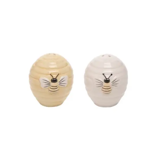 Transpac Everyday Beehive Dolomite Salt and Pepper Shakers Collectables Multicolor 2.55 in. Set of 2 image {4}