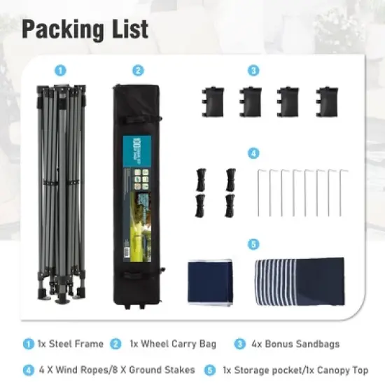 Captiva Designs 10&rsquo;x10&rsquo; Instant Pop Up Canopy Tent &ndash; One-Push Setup with Vented Roof, Includes Storage Bag and Accessories image {13}