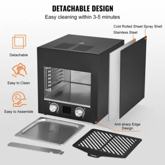VEVOR Electric Steak Grill, 1800W Smokeless Infrared Electric Broiler, 1450&deg;F Stainless Steel Steak Cooker with 6-Tier Adjustable Rack, Black image {5}
