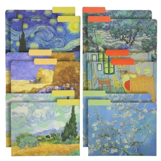 Paper Junkie 12 Pack Decorative File Folders with Artwork designed by Van Gogh, 1/3 Cut Tab, Letter-Size Holders for Office 6 Designs image {6}