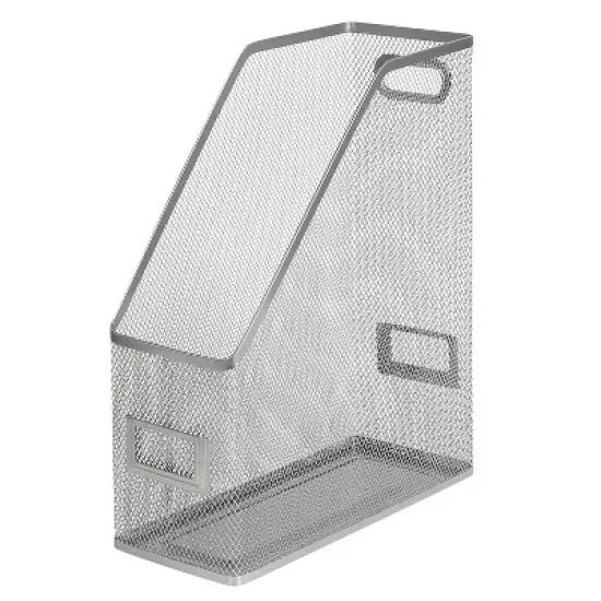 Mesh Magazine File Silver - Brightroom&trade;: Steel File Organizer & Storage Bin, 12" H, No Assembly Required image {4}