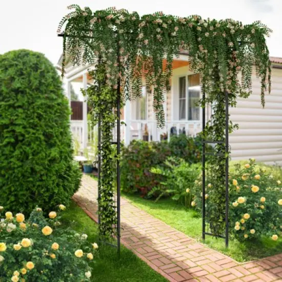 Tobuy Garden Arbor Decorative Metal Garden Arch w/ Trellises for Climbing Plant Vine Rose image {2}