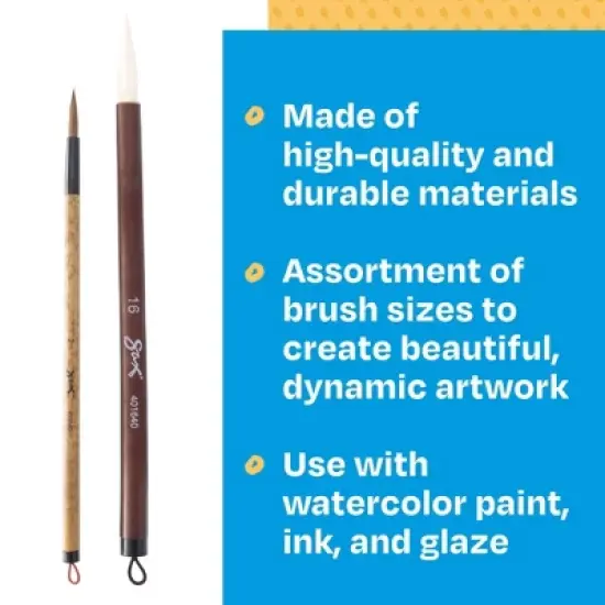 Sax Watercolor Paint Brushes with Bamboo Handles, Assorted Sizes, Set of 72 image {5}