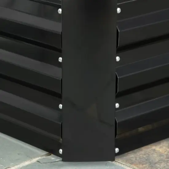 Outsunny Raised Garden Bed, Galvanized Elevated Planter Box with 2 Trellis Tomato Cages, Reinforcing Rods, 4' x 3' x 2', Black image {4}