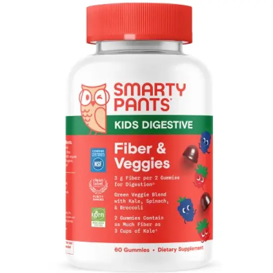 SmartyPants Kids Fiber & Veggies Gummies for Digestive Health, Mixed Berry - 60ct image {14}