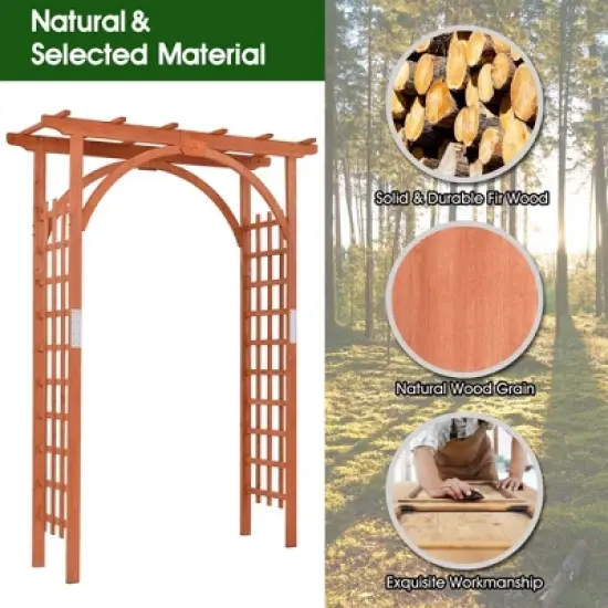 Costway Premium Outdoor Wooden Cedar Arbor Arch Pergola Trellis Wood Garden Yard Lattice image {8}