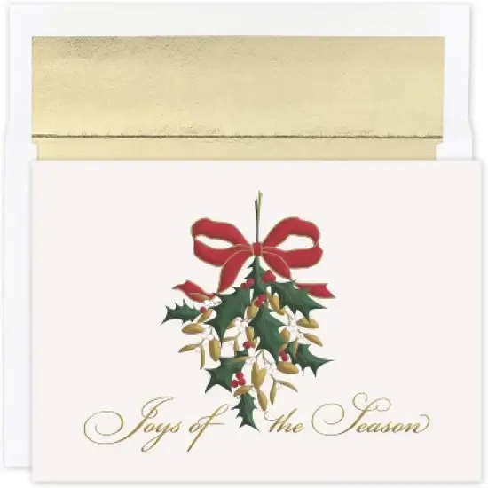Masterpiece Studios Holiday Collection 15-Count Boxed Embossed Christmas Cards with Foil-Lined Envelopes, 7.8" x 5.6", Mistletoe Joy (942300) image {1}