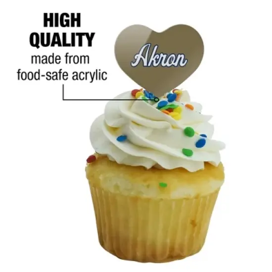 University of Akron Secondary Heart Love Cupcake Picks Toppers Decoration Set of 6 image {2}