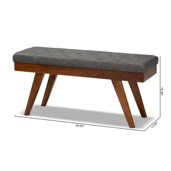 Alona Medium Wood Dining Bench Gray - Baxton Studio image {7}