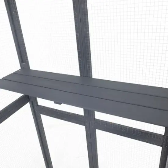 DOMETOUR Wooden Cat Catio Outdoor Cat Enclosure Cat House with Platforms, Sunshine Board, Hammock, Door, Kitten Cage image {14}