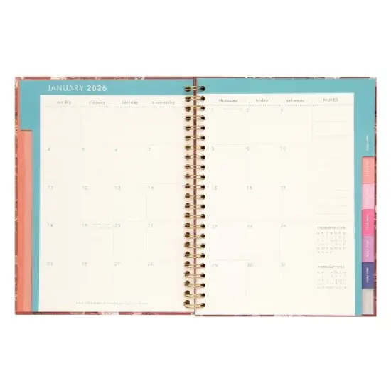 greenroom Planner 2026 Weekly/Monthly 6.22"x8.2" Medium Hardcover Vintage Floral Terra Cotta image {3}