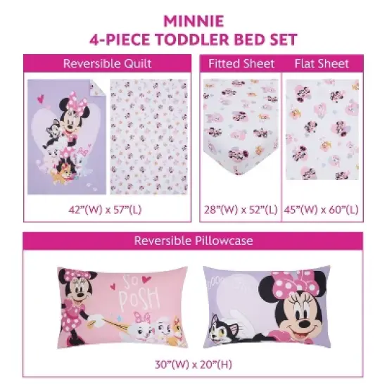 4pc Toddler Minnie Mouse Reversible Bed Set image {6}
