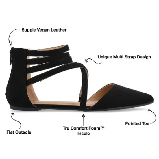 Journee Collection Womens Marlee Tru Comfort Foam Back Heel Zip Pointed Toe Cage Flats image {7}