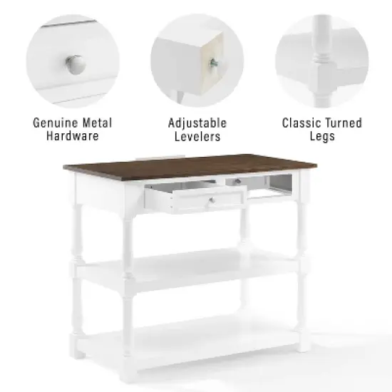 Caitlyn Wood Top Kitchen Island White/Dark Brown - Crosley image {4}