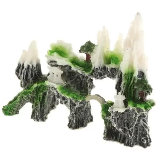 Unique Bargains Aquarium Terrariums Mountain for Fish Tank Landscape Decoration Green White 6.14" 1pcs image {6}