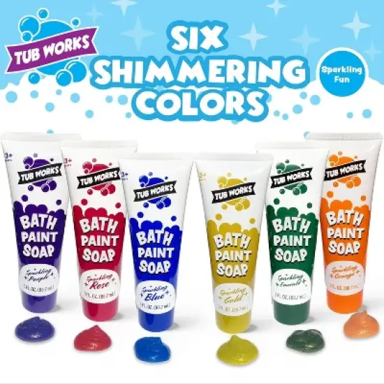 Tub Works Bath Paint Soap Bath Toy, Shimmer Colors 6 Pack image {1}