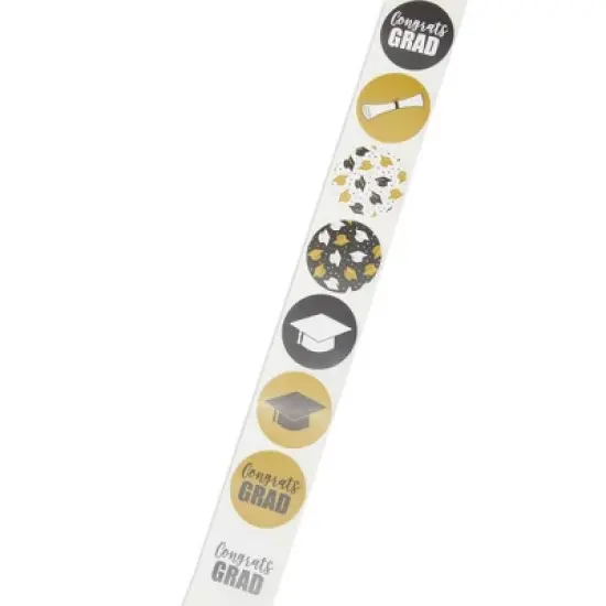 Bright Creations 1000 Count Graduation Stickers Roll, Congrats Grad Cap Decal Roll Supplies, 8 Designs, Black & Gold, 1.5 inch image {2}
