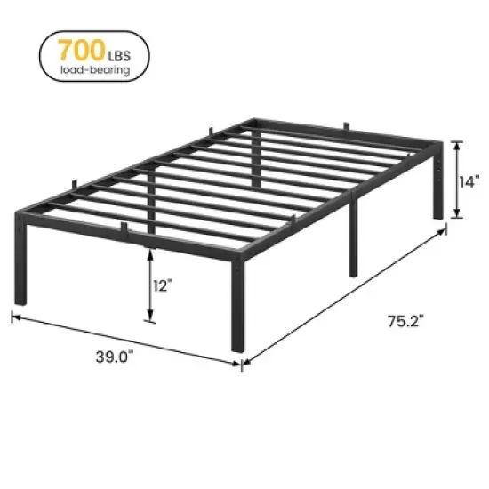 Whizmax 14 Inch Bed Frame with Storage,Metal Platform Bed Frame No Box Spring Needed Steel Slat Support, Black image {6}