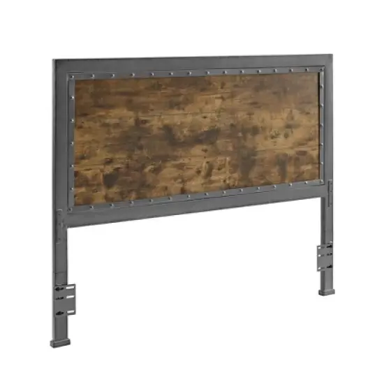 Queen Urban Industrial Wood and Metal Panel Headboard Brown - Saracina Home image {3}