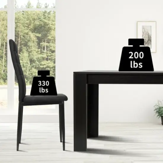 Costway 9pcs Dining Set Wood Table and 8 Fabric Chairs Home Kitchen Modern image {7}