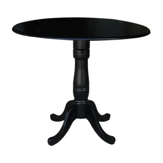 Davidson Round Dual Drop Leaf Pedestal Table Black - International Concepts image {11}