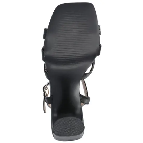 Journee Collection Womens Gibssen Ankle Strap Covered Block Heel Sandals image {4}