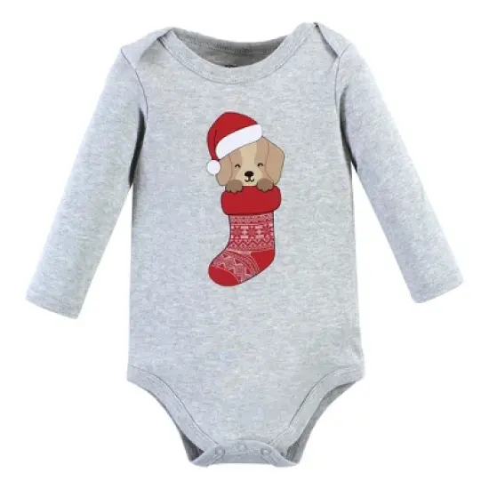 Hudson Baby Unisex Baby Cotton Long-Sleeve Bodysuits, Christmas Dog image {2}