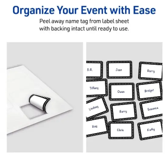 Avery&reg; Name Tags, 2-1/3" x 3-3/8", Black & White Polka Dots, 80ct image {5}