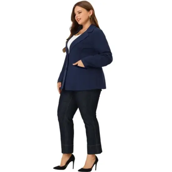 Agnes Orinda Women's Plus Size Button Down Notched Lapel Office Blazers image {2}